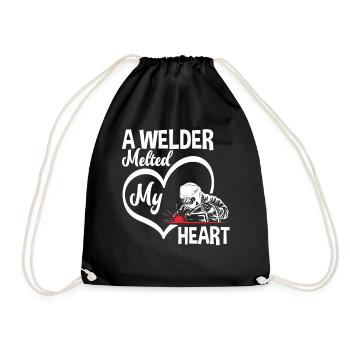 A welder melted my heart - Drawstring Bag - black - Front