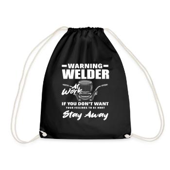 Warning: Welders at work: Stay away - Drawstring Bag - black - Front