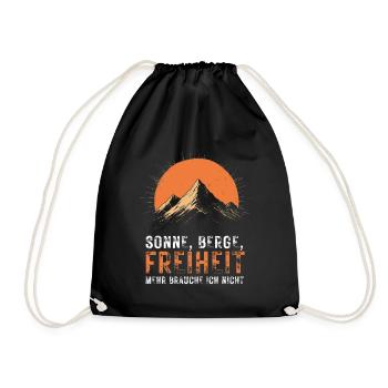 Sonne Berge Freiheit - Outdoor Abenteuer - Turnbeutel - Schwarz - Vorne