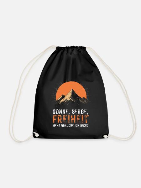 Sonne Berge Freiheit - Outdoor Abenteuer - Turnbeutel - Schwarz