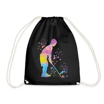 Golfer Colorsplash Kinder Miniaturgolf - Turnbeutel - Schwarz - Vorne