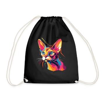 Chat Aquarelle Chat Abyssin Coloré - Sac de sport léger - noir - Devant