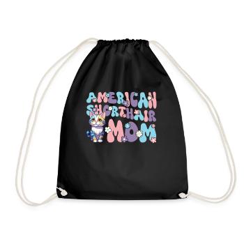 American Shorthair Groovy Shorthair Mom - Drawstring Bag - black - Front