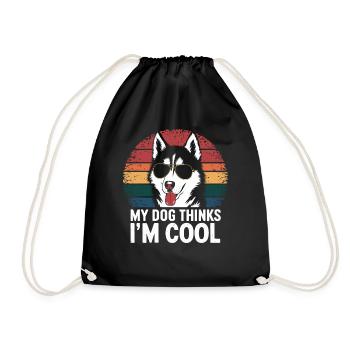 Siberian Husky Mein Hund Denkt Das Ich Cool Bin - Turnbeutel - Schwarz - Vorne