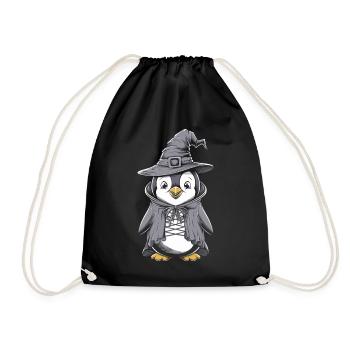 Pingouin mignon en costume de sorcière d’Halloween - Sac de sport léger - noir - Devant