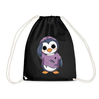 Pinguin Zombie Halloween Gruselige Niedlichkeit - Turnbeutel - Schwarz - Vorne