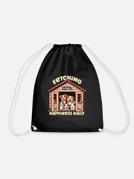 Animal Shelter Fetching Happiness Daily Dog Lover - Turnbeutel - Schwarz