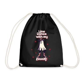 Funny Cowboy With Boots Line Dance Ghost - Drawstring Bag - black - Front