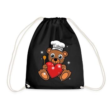 Ours en peluche Cuisinier Cuisinier Cuisinier - Sac de sport léger - noir - Devant
