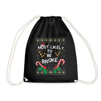 Wahrscheinlich Pleite Weihnachtsfamilien-Outfit - Turnbeutel - Schwarz - Vorne