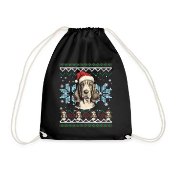 Basset Hound Pull de Noël drôle pour chien - Sac de sport léger - noir - Devant