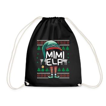 Mimi Elf Lustiges Weihnachtsfamilien-Outfit - Turnbeutel - Schwarz - Vorne