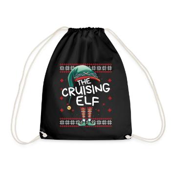 Cruising Elf Funny Christmas Outfit for Family - Drawstring Bag - black - Front