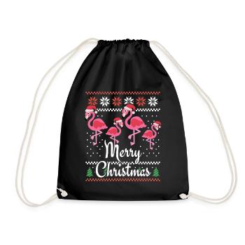 Tenue de Noël Flamant rose pour la famille - Sac de sport léger - noir - Devant
