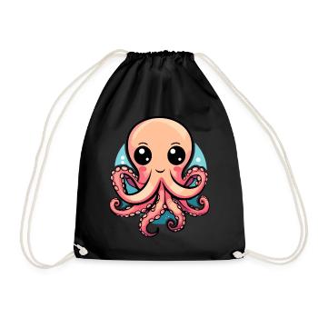 Adorable pieuvre kawaii - Sac de sport léger - noir - Devant