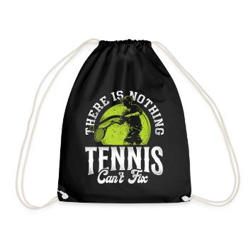 Funny Tennis Player Racket There - Drawstring Bag - black - Front