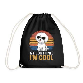 Bichon Frise My dog thinks I'm cool - Drawstring Bag - black - Front