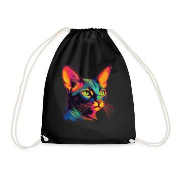 Chat Aquarelle Chat Abyssin Coloré - Sac de sport léger - noir - Devant
