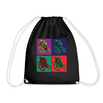 Colored Mountain Bike Rider Art - Drawstring Bag - black - Front
