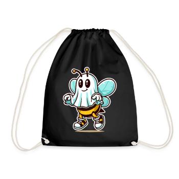 Funny Bee Ghost Cute Ghost Bee - Drawstring Bag - black - Front