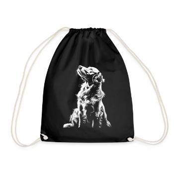 Hund Motiv Tier Tierliebhaber Hunde Kunst Golden - Turnbeutel - Schwarz - Vorne