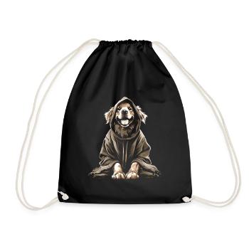 Funny Golden Retriever Dog Art Dog Owner - Drawstring Bag - black - Front
