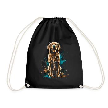 Lustige Golden Retriever Hund Kunst Hundebesitzer - Turnbeutel - Schwarz - Vorne