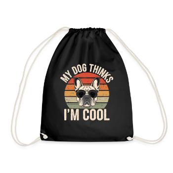 Bouledogue français Mon chien pense que je suis cool - Sac de sport léger - noir - Devant