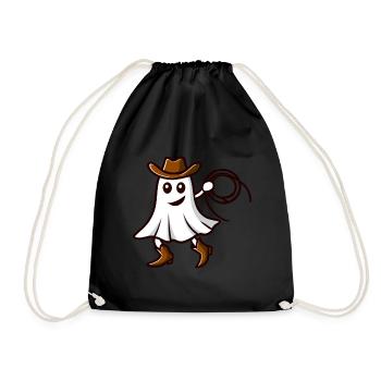 Cowboy Ghost Funny Halloween Design - Drawstring Bag - black - Front