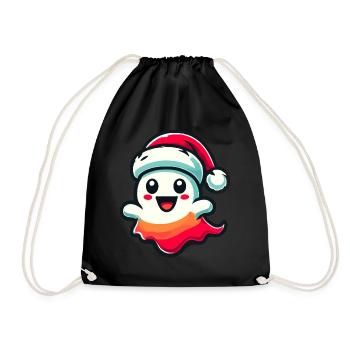 Cute Christmas Ghost Scary - Drawstring Bag - black - Front