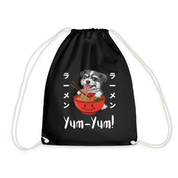 Ramen Nouilles Chibi Asia Soupe de nouilles pour chiens Anime - Sac de sport léger - noir - Devant