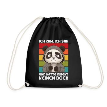 Funny Gift Panda Funny Humor Lazy Fun - Drawstring Bag - black - Front