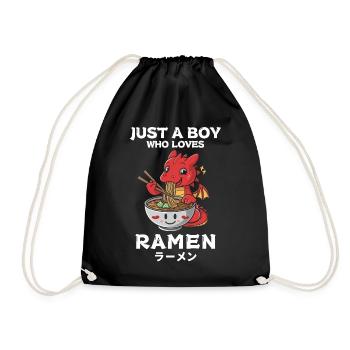Ramen Nudeln Chibi Asien Drache Nudelsuppe Anime - Turnbeutel - Schwarz - Vorne