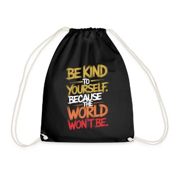 Motivational shirt: Think of yourself - Drawstring Bag - black - Front