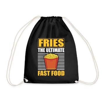 Pommes Tüte Lustig Fries The Ultimate Fast Food - Turnbeutel - Schwarz - Vorne