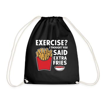 Exercise Extra Fries Fitnessstudio Gym Lustig - Turnbeutel - Schwarz - Vorne