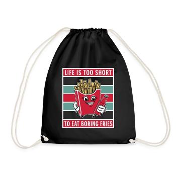La vie est trop courte pour manger des frites ennuyeuses - Sac de sport léger - noir - Devant