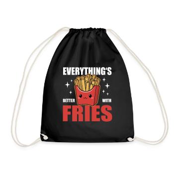 Pommes Tüte Essen Everything's Better With Fries - Turnbeutel - Schwarz - Vorne