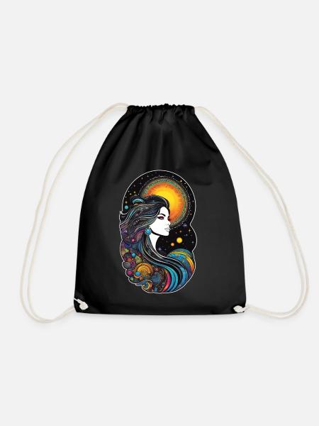 Cosmic goddess of creation - Drawstring Bag - black