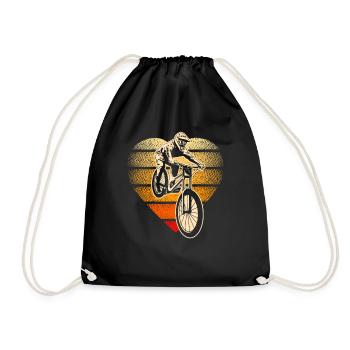 Mountain Bike Heart Retro Bike Love - Drawstring Bag - black - Front