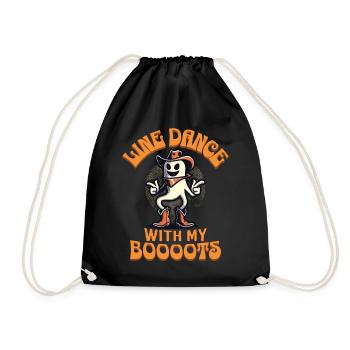 Cowboy With Boots Line Dance Ghost Vintage Retro - Drawstring Bag - black - Front
