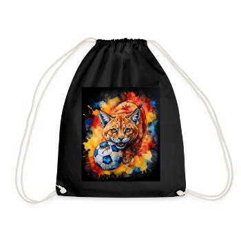 Lynx Football Colorful Romania Romania Design Print - Drawstring Bag - black - Front