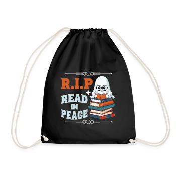 Cute Book Lover Ghost Funny Saying - Drawstring Bag - black - Front