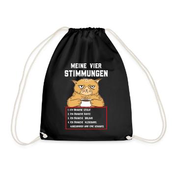 Lazy Tshirt Work Cat Funny Sarcasm Office - Drawstring Bag - black - Front