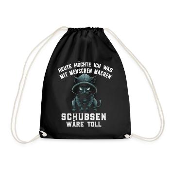 Cat, Irony, Funny, Work, Funny, Sarcasm, Antisocial - Drawstring Bag - black - Front
