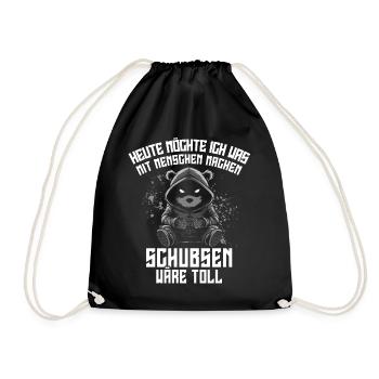 Bear, Irony, Funny, Work, Funny, Sarcasm, Antisocial - Drawstring Bag - black - Front