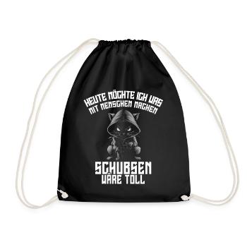 Irony Funny Work Cat Funny Sarcasm Antisocial - Drawstring Bag - black - Front