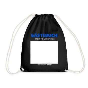 70th Birthday Guestbook to Sign Funny - Drawstring Bag - black - Front