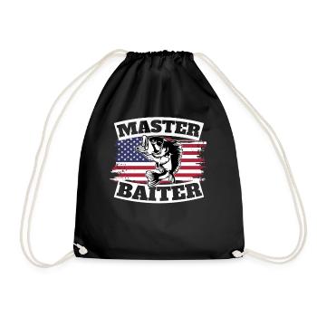 Master Baiter Drôle Pêche Drapeau Américain - Sac de sport léger - noir - Devant