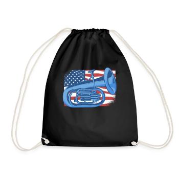 Euphonium American Flag Instrument Euphonist - Drawstring Bag - black - Front